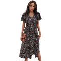 2021 Newest Spring And Summer Fashion Casual Retro Print dress Sexy Short Sleeved One Piece Long Skirt Women